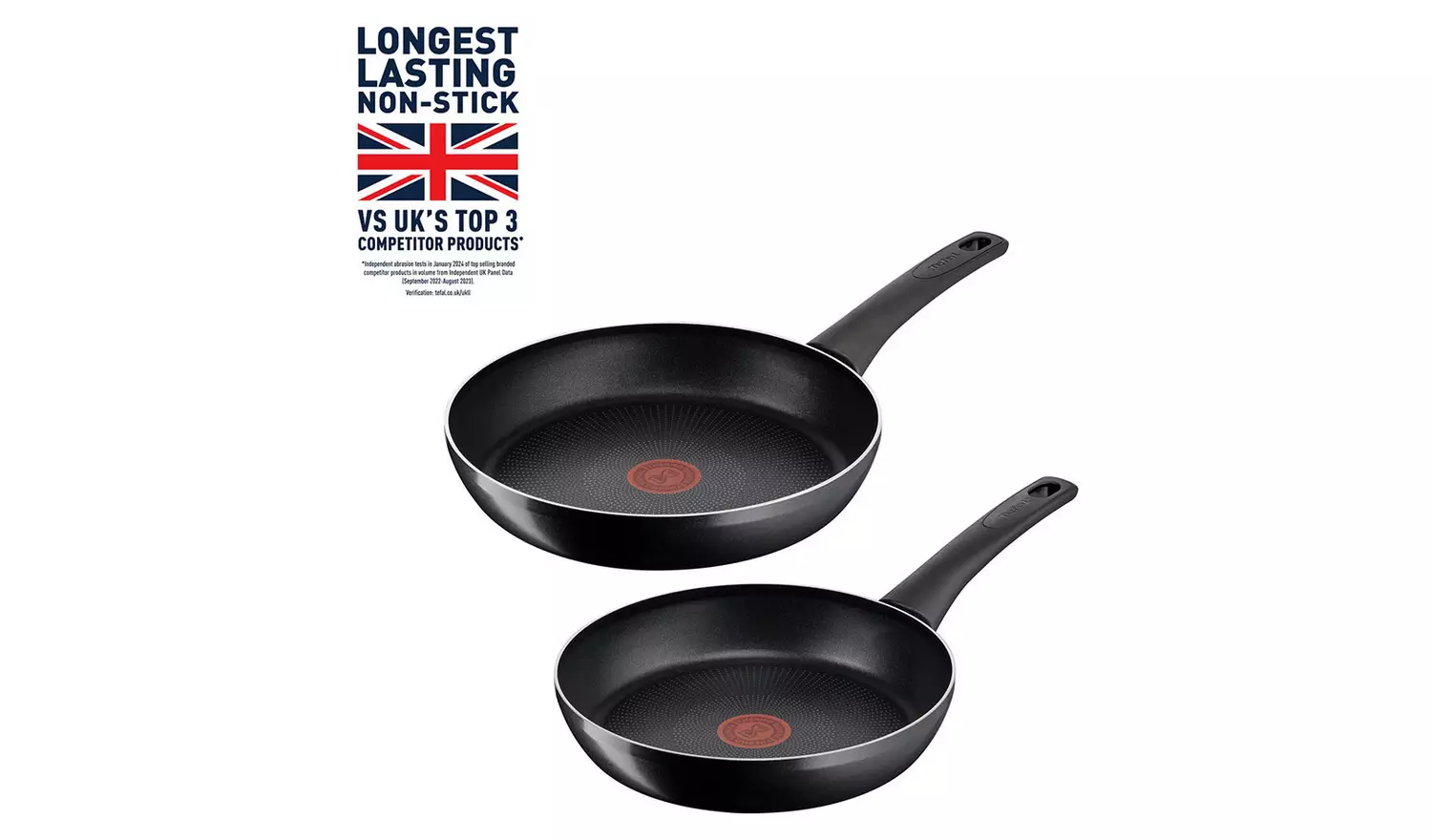 Tefal Titanium Force 2 Piece Non stick Frying Pan Set -Black
