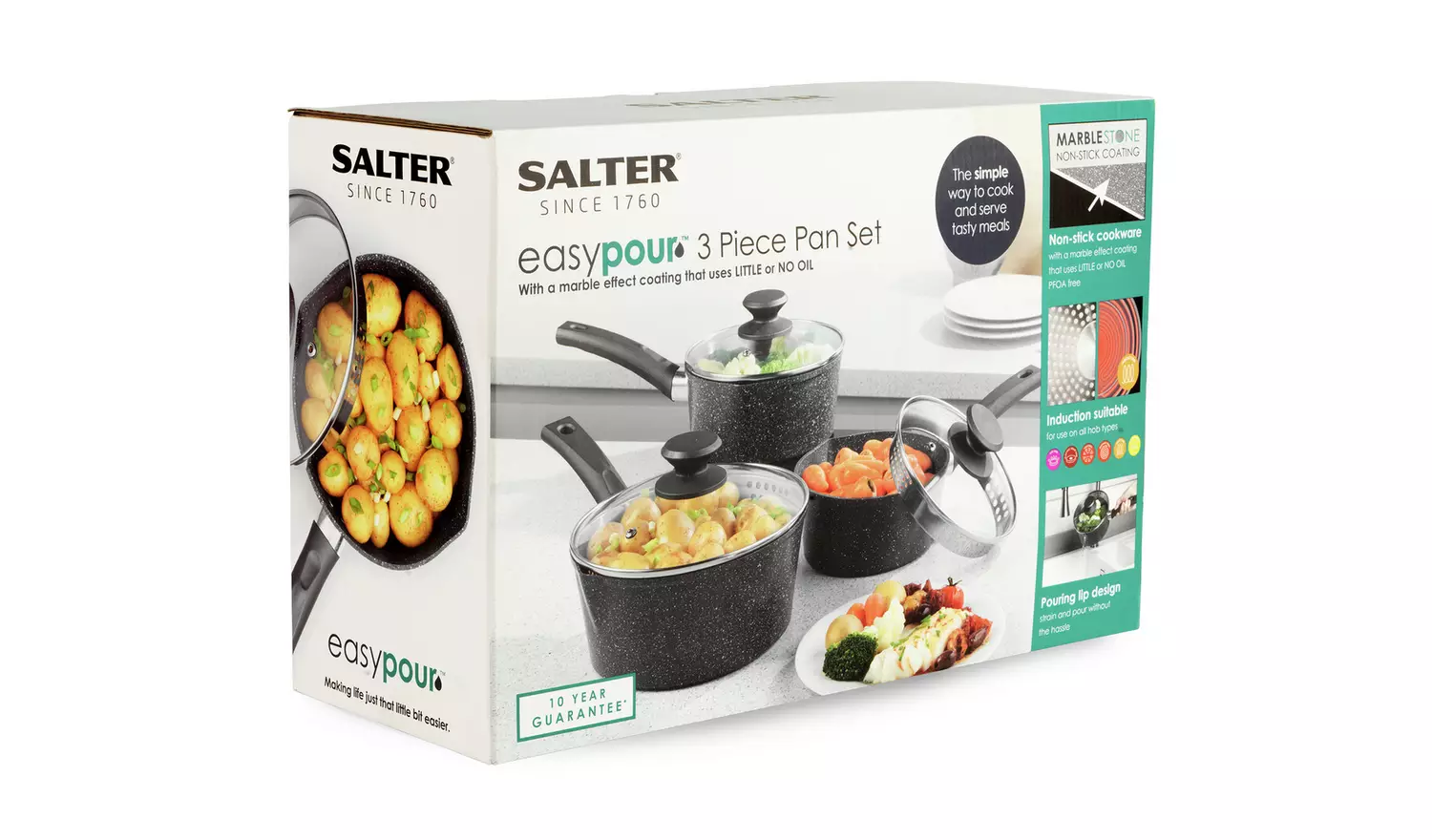 Salter Easypour 3 Piece Saucepan Set