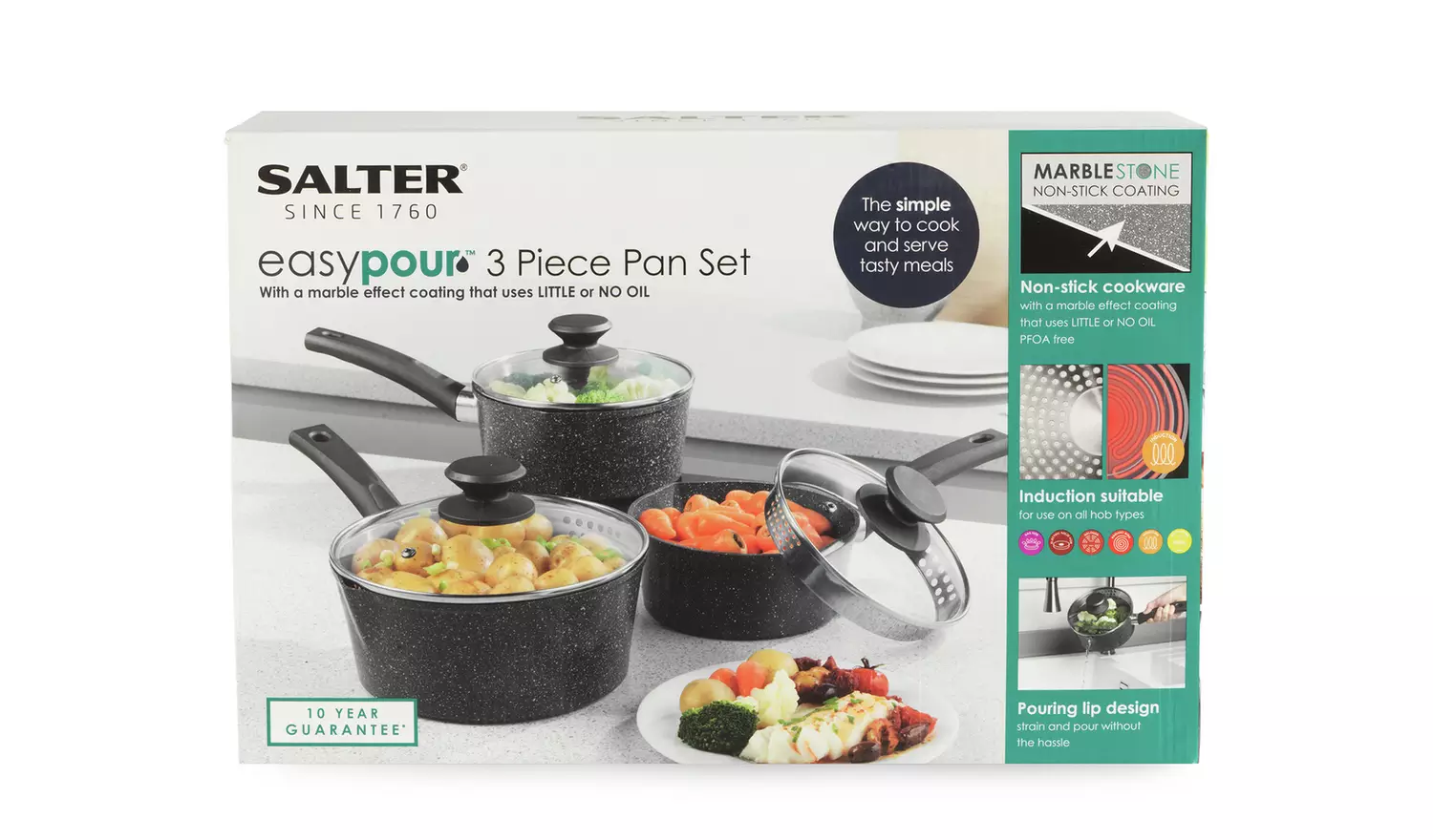 Salter Easypour 3 Piece Saucepan Set