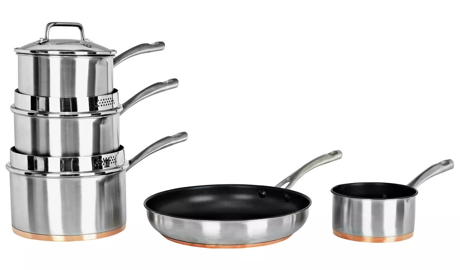 Argos Home 5 Piece Copper Based Pan Set