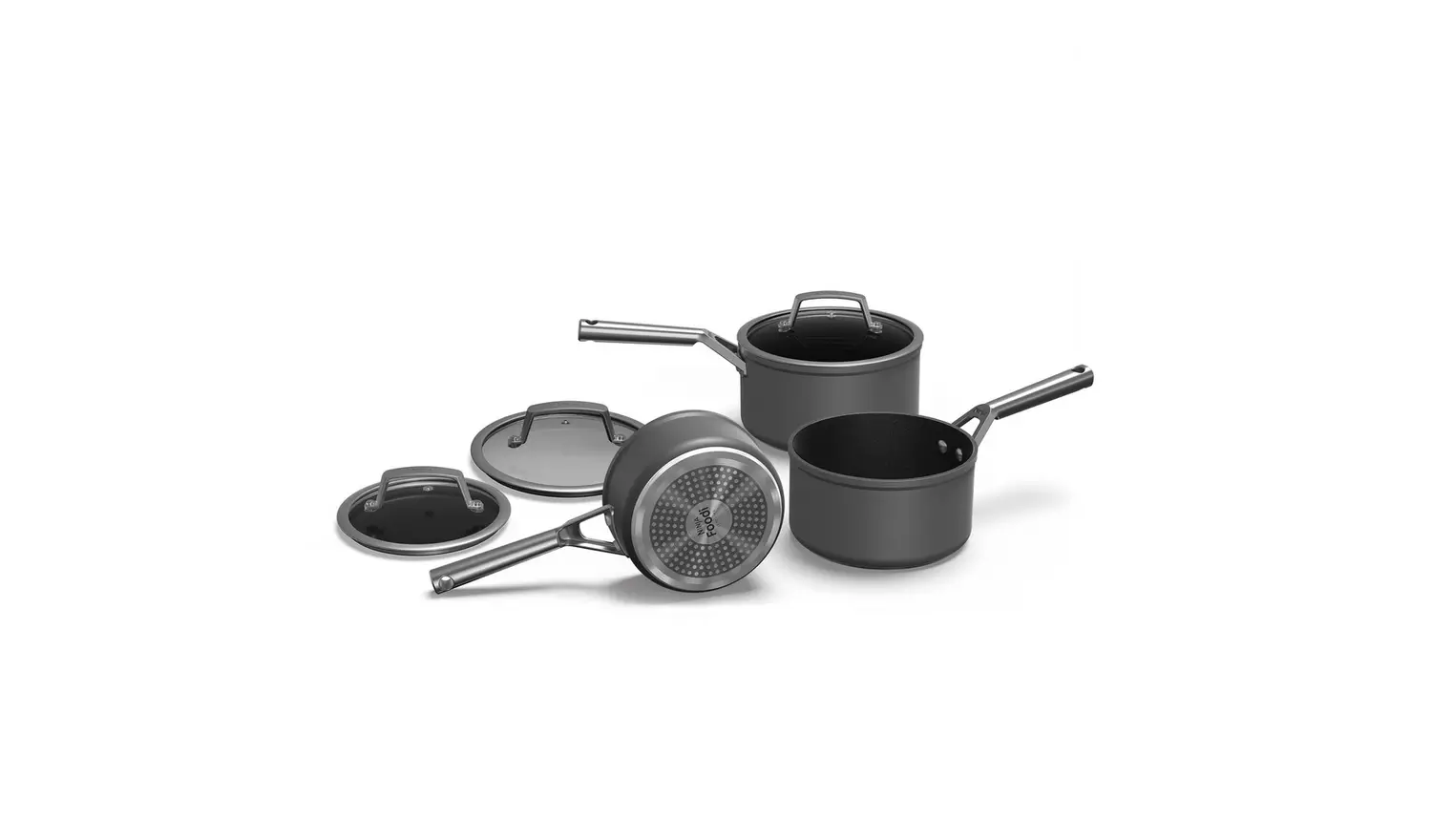 Ninja Zerostick Aluminium 3 Piece Saucepan Set - Grey
