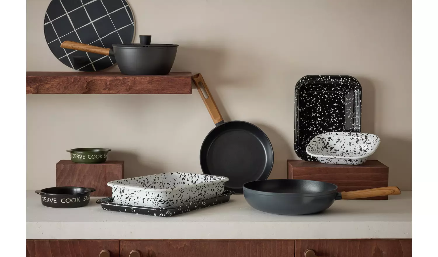 Habitat Wood Effect 20cm Non Stick Aluminium Sauce Pan