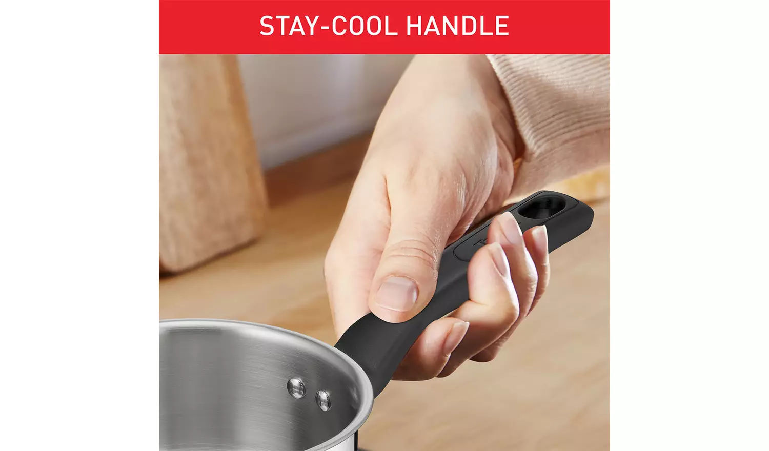 Tefal Titanium Max 18cm Stainless Steel Sauce Pan - Grey