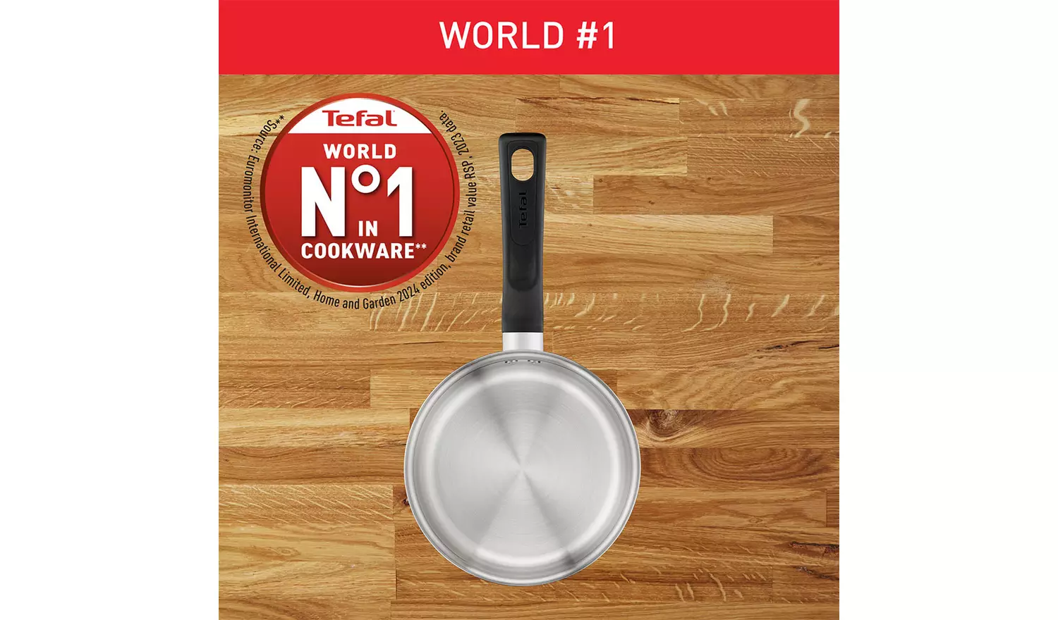 Tefal Titanium Max 18cm Stainless Steel Sauce Pan - Grey