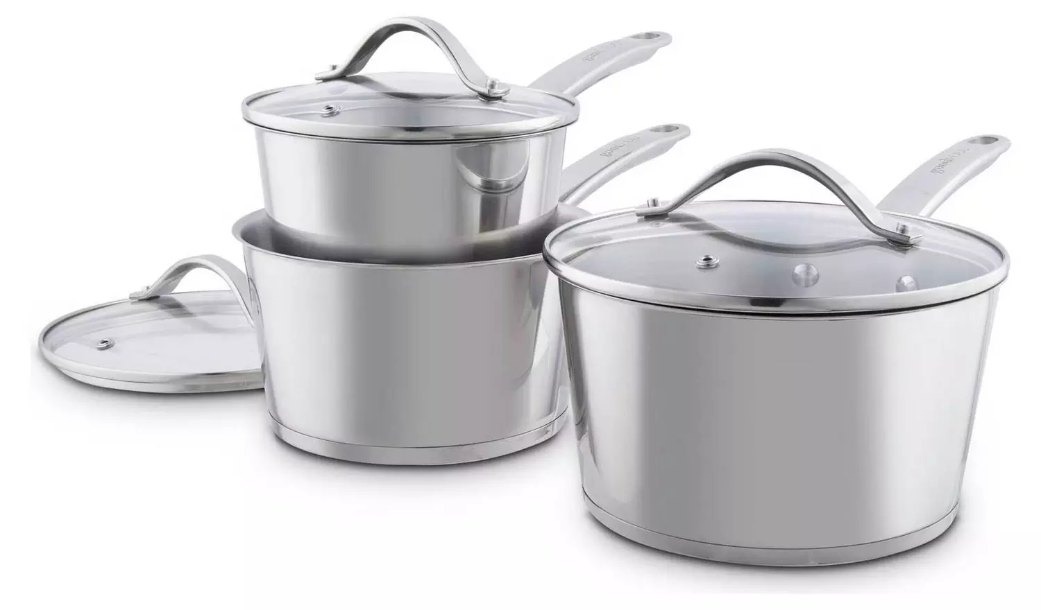 good FOOD Stainless Steel 3pc Saucepan Set - Grey