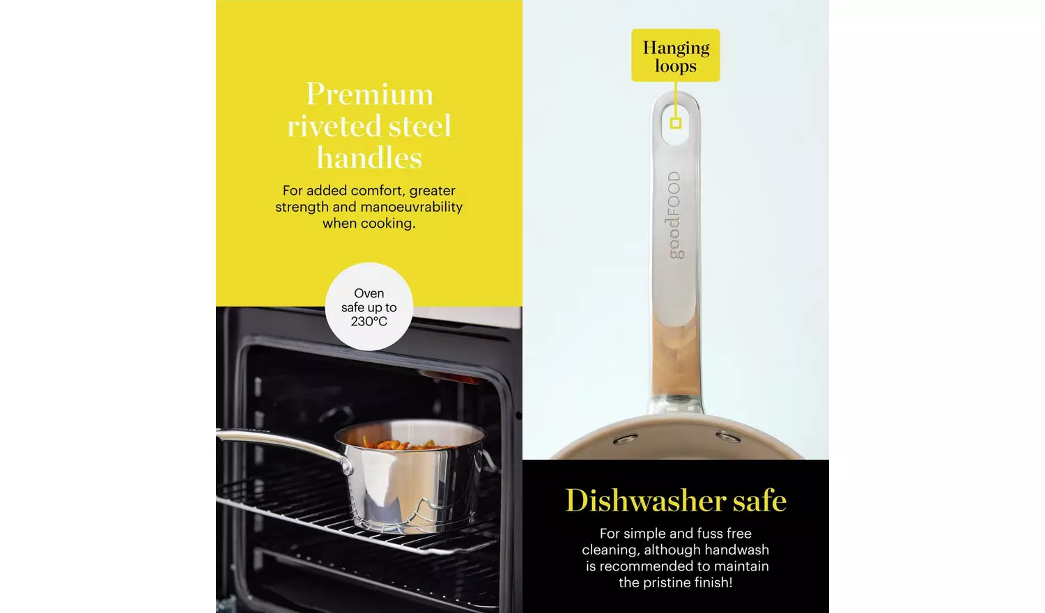 good FOOD Stainless Steel 3pc Saucepan Set - Grey