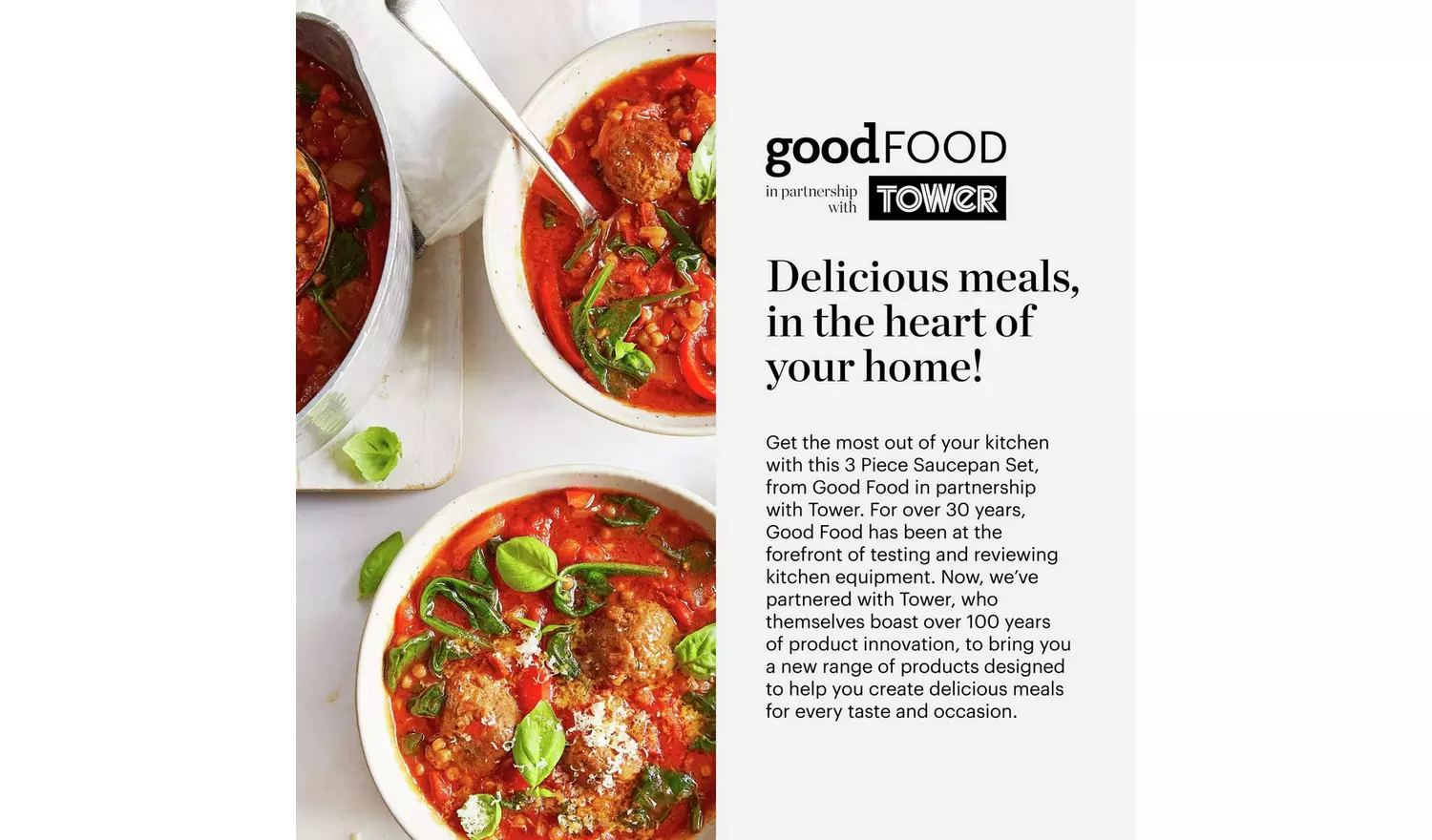 good FOOD Stainless Steel 3pc Saucepan Set - Grey