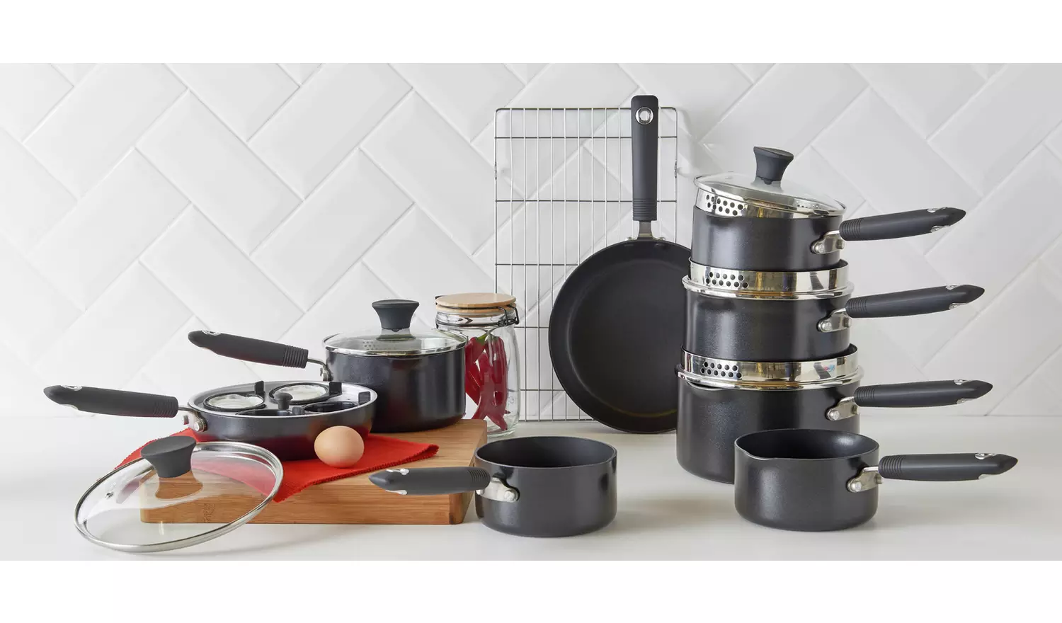 Argos Home 20cm Black Aluminium Egg Poacher