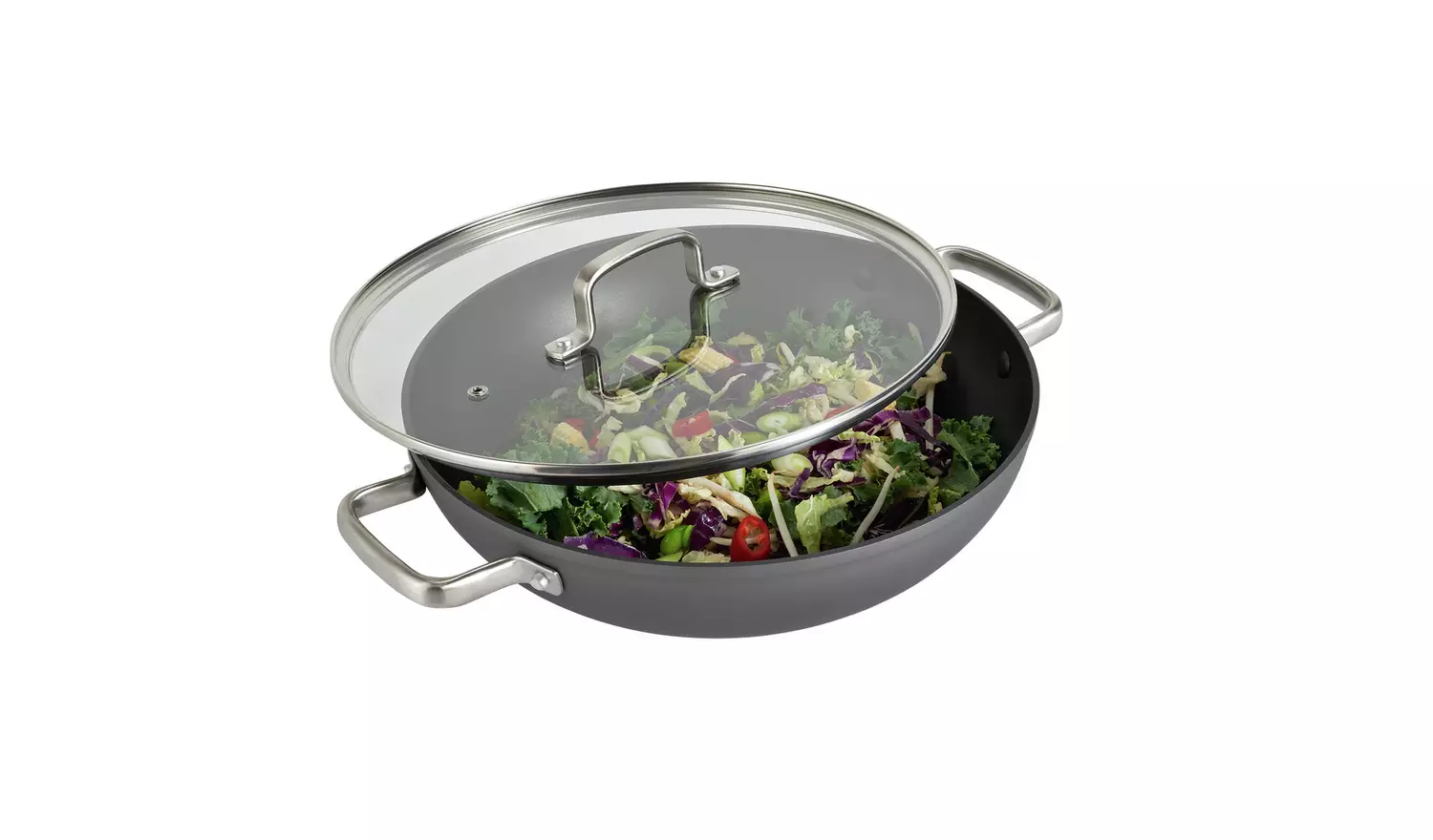 Habitat 30cm Hard Anodised Aluminium Double Handled Wok