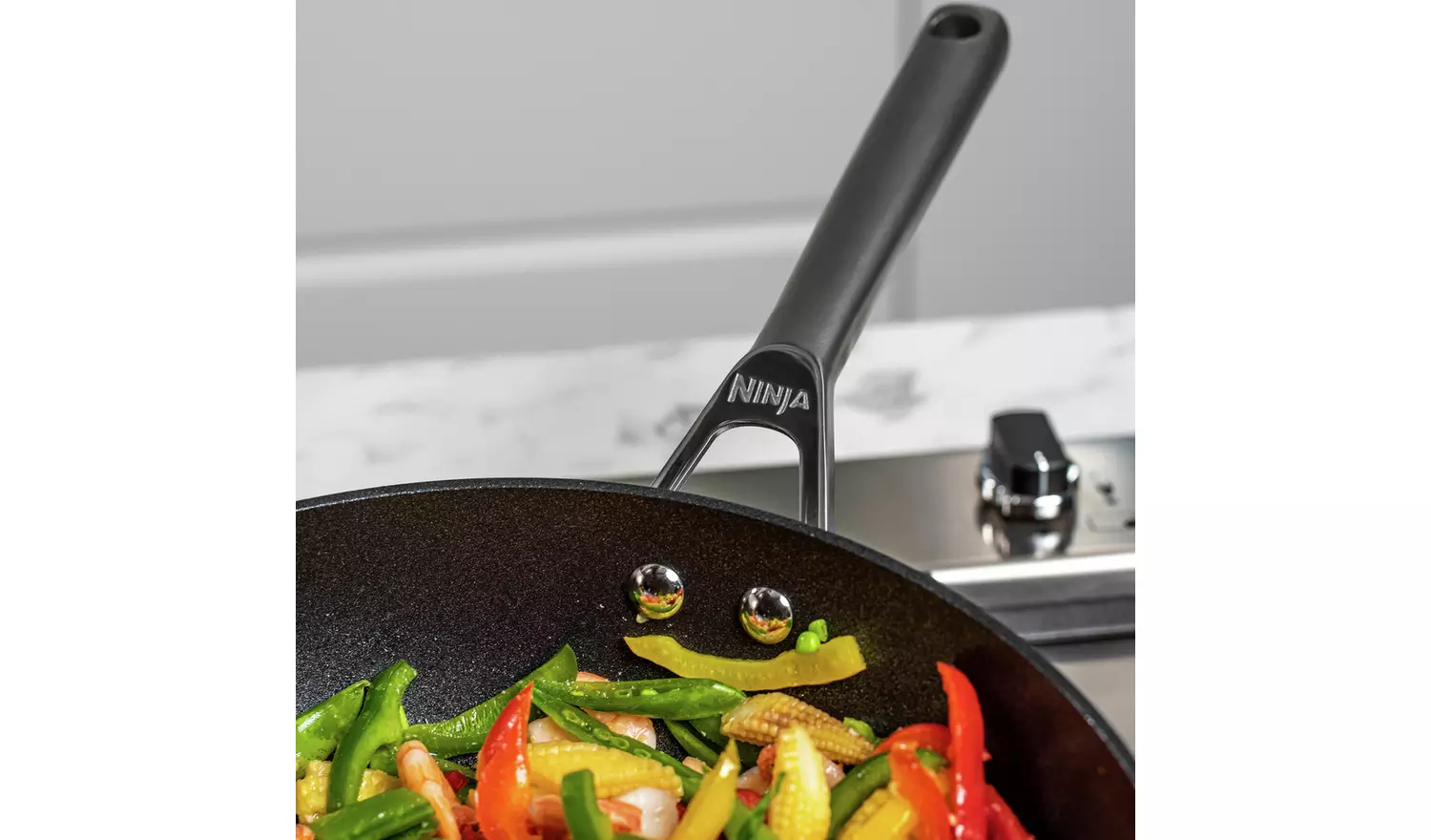 Ninja Zerostick 28cm Non Stick Aluminium Wok - Grey