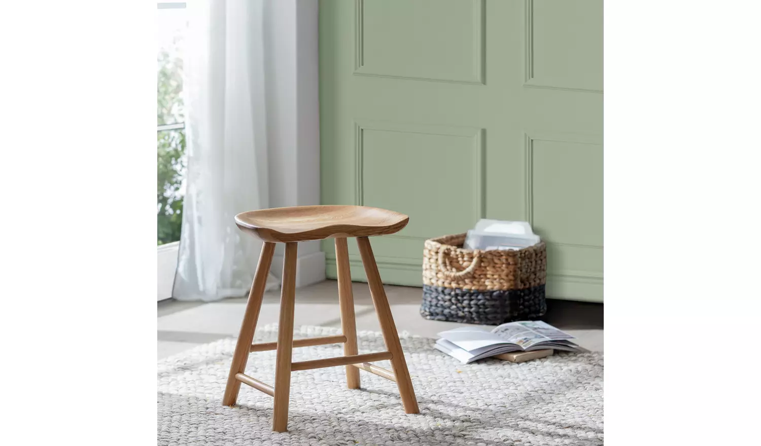 Habitat Barnwell Oak Short Stool - Natural