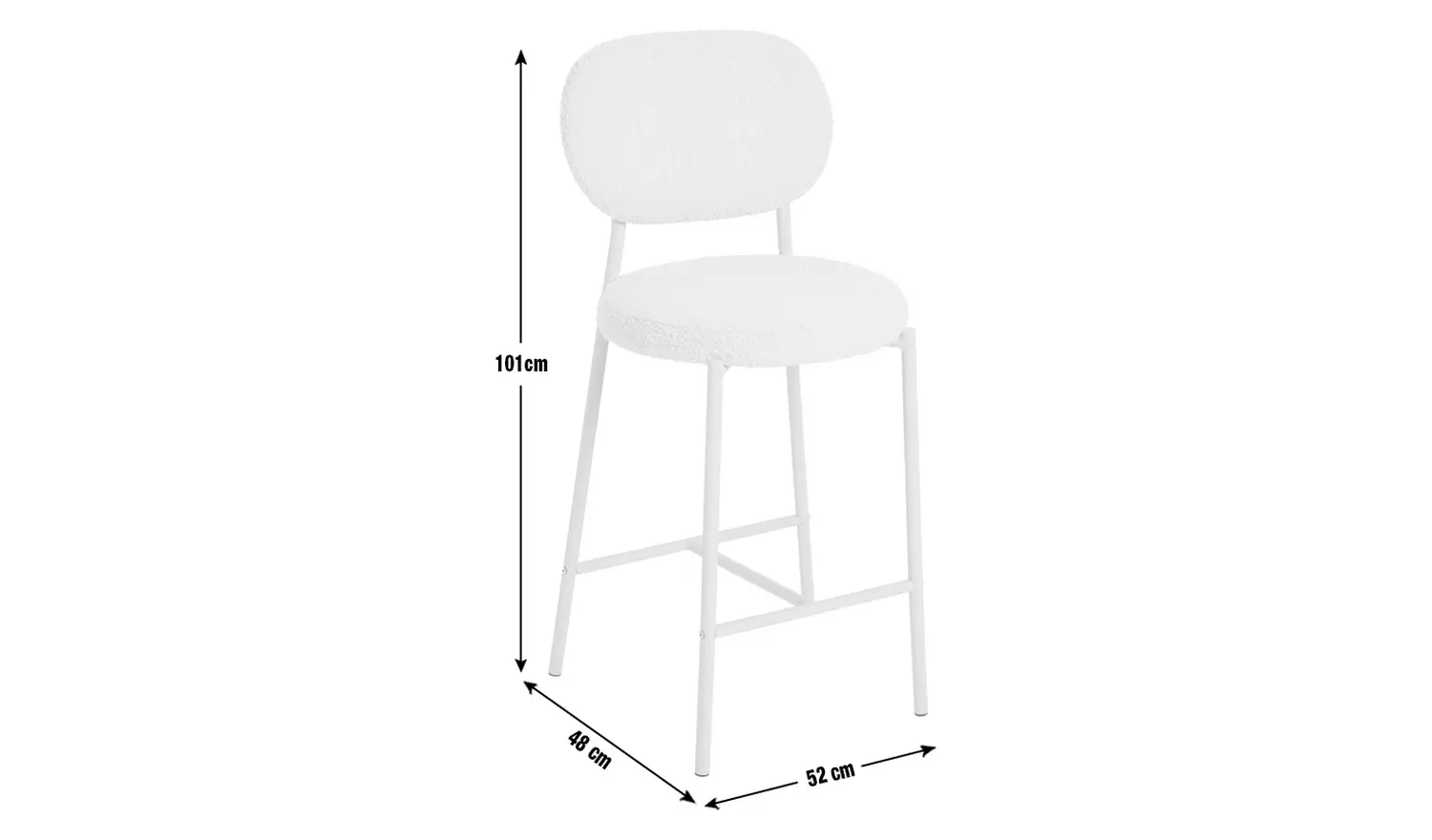 Habitat Orson Boucle Counter Bar Stool - White