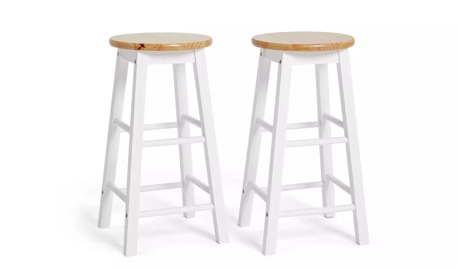 Habitat Pair of Wooden Bar Stools - Two Tone