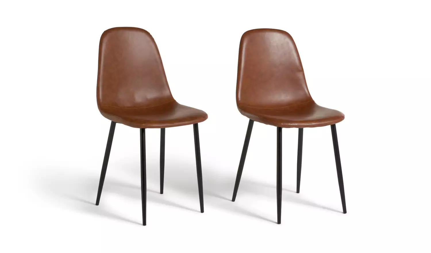 Habitat Beni Pair of Faux Leather Dining Chairs - Tan