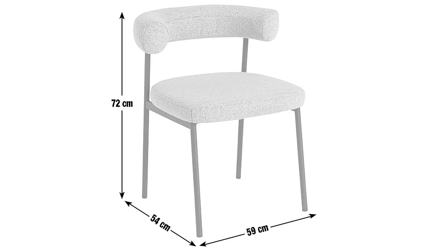 Habitat Oakie Pair of Fabric Dining Chair - Grey