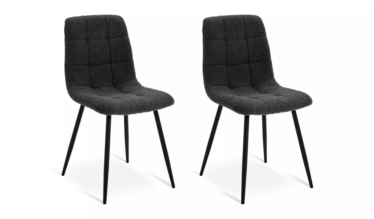 Argos Home Cobin Pair of Boucle Dining Chairs - Charcoal
