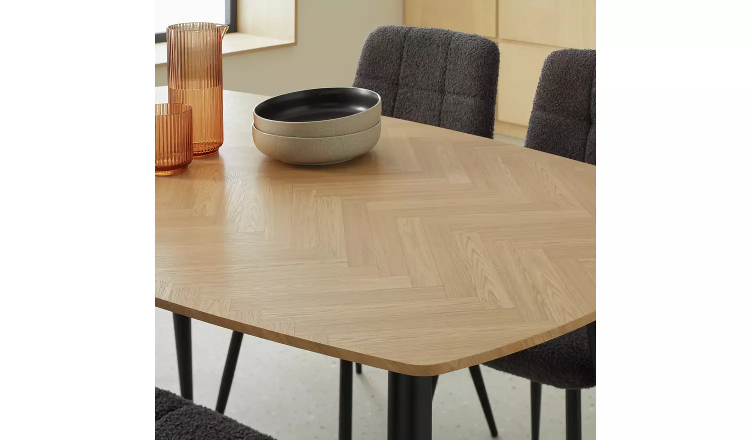 Argos Home Cobin Pair of Boucle Dining Chairs - Charcoal