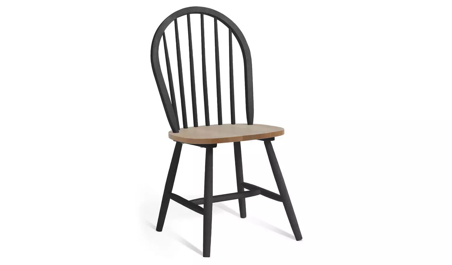 Habitat Burford Pair of Solid Wood Dining Chairs - Dark Grey