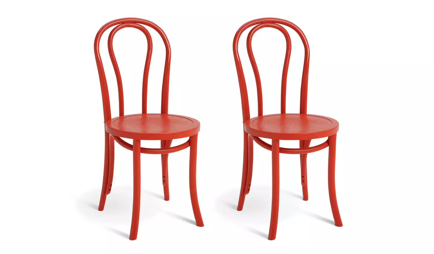 Habitat 60 Larsa Pair of Solid Wood Dining Chairs - Red