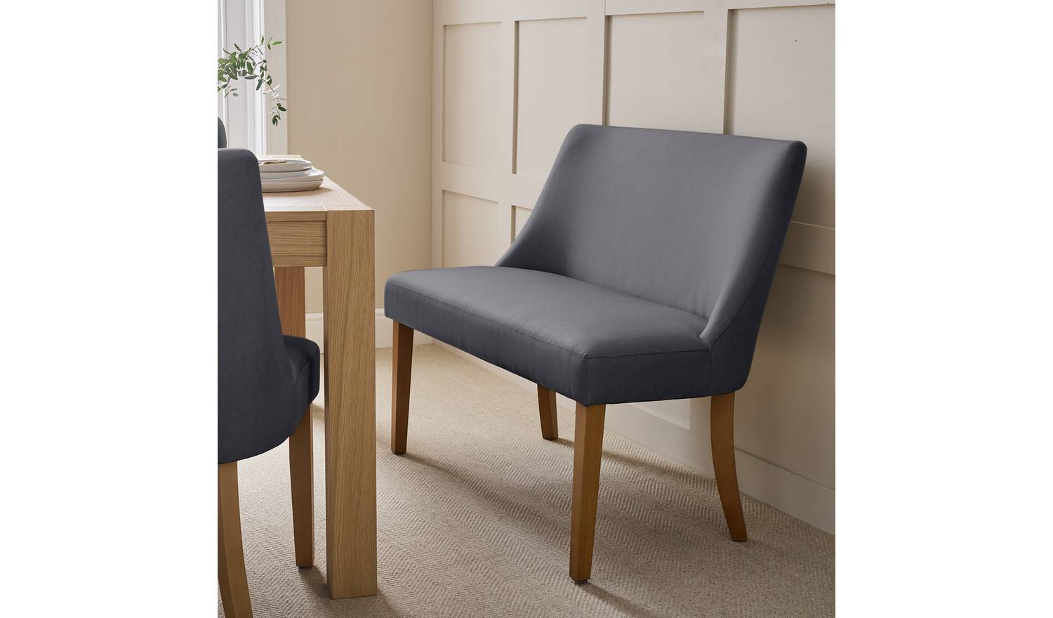 Habitat Alec Fabric Dining Bench - Charcoal