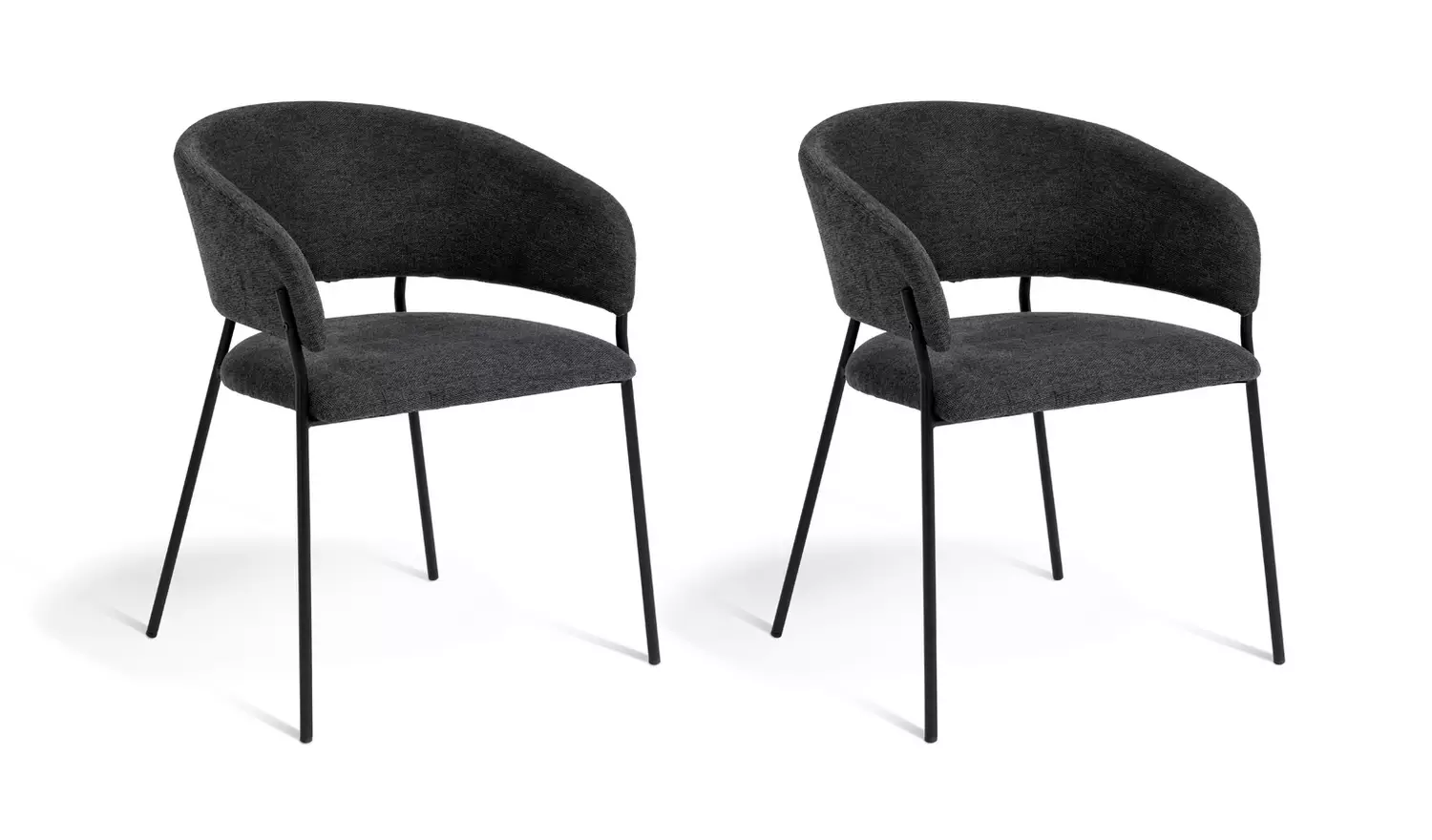 Habitat Sawyer Pair of Fabric Dining Chairs - Charcoal