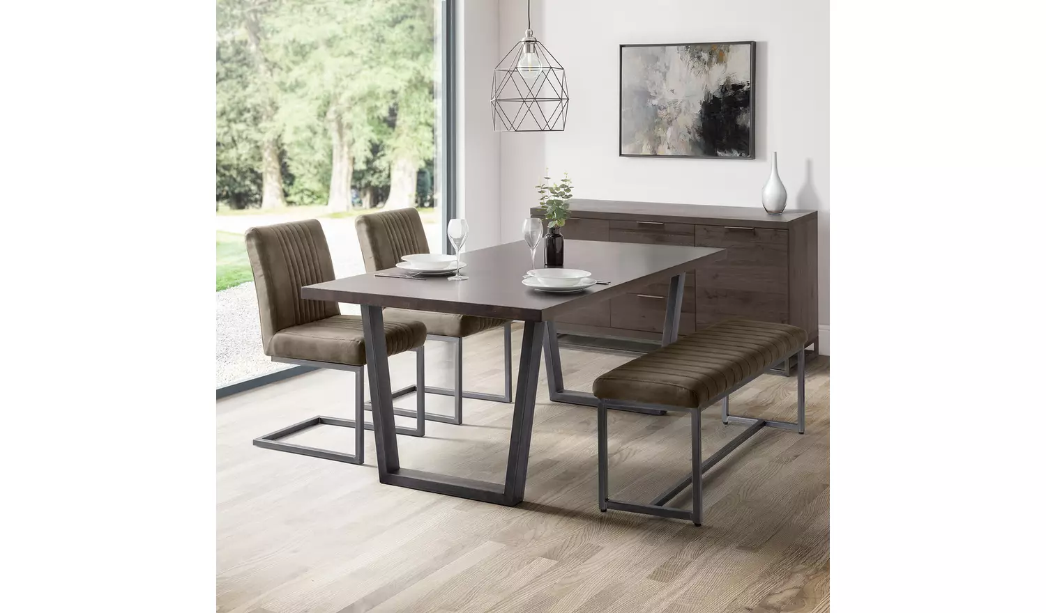 Julian Bowen Pair of Suede Effect Dining Chairs - Charcoal