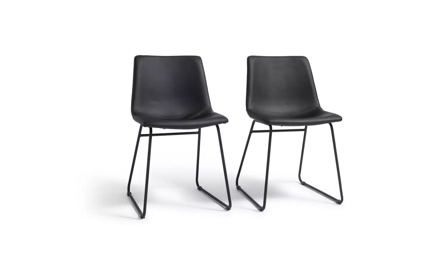 Habitat Joey Pair of Faux Leather Dining Chairs - Black