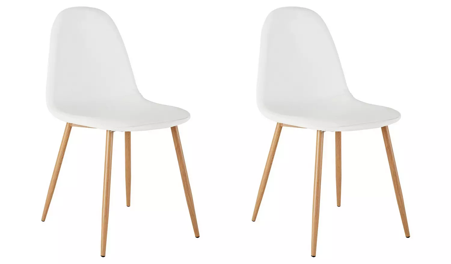 Habitat Beni Pair of Leather Effect Dining Chairs - White