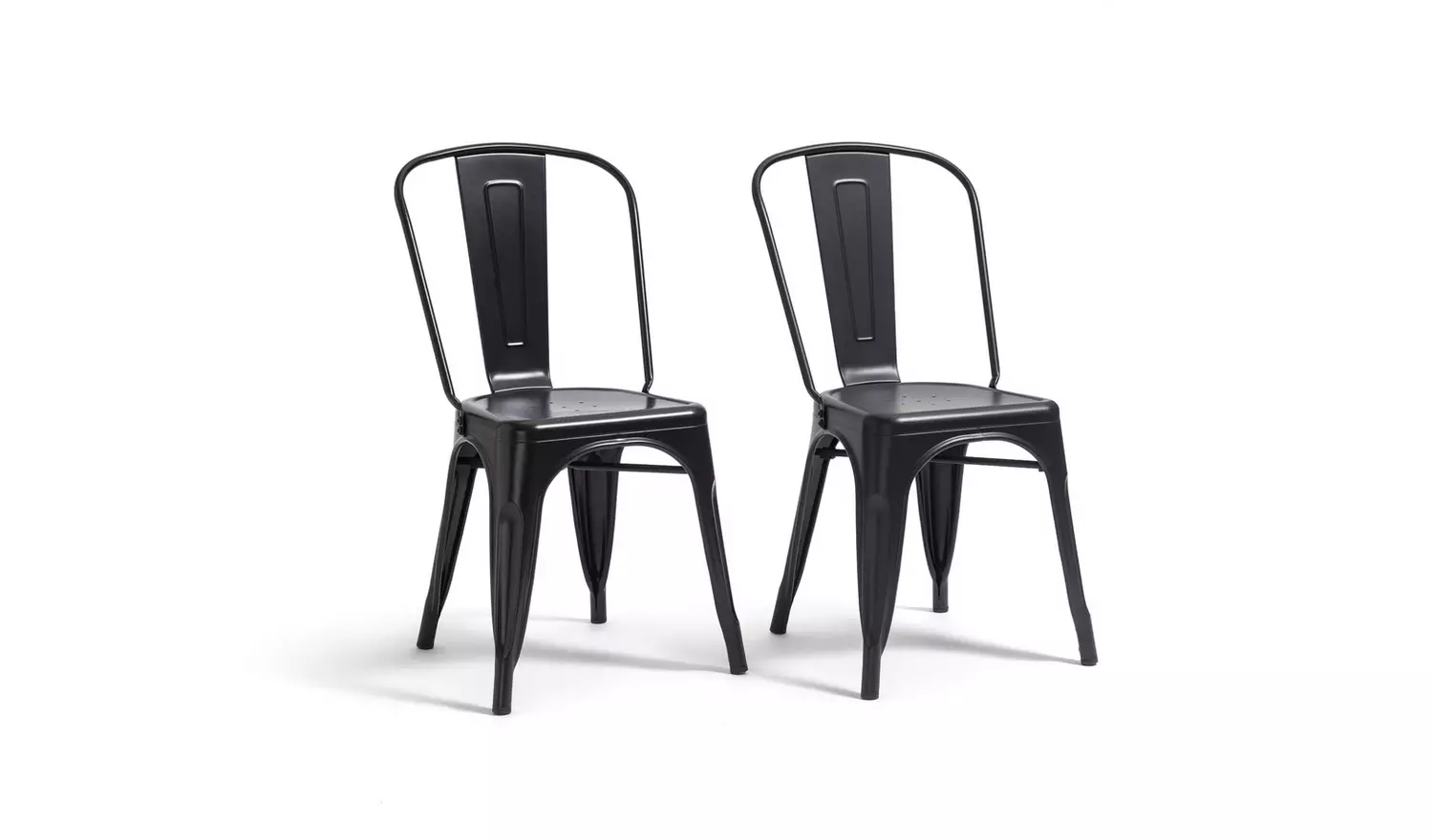 Habitat Industrial Pair of Metal Dining Chairs-Matt Black