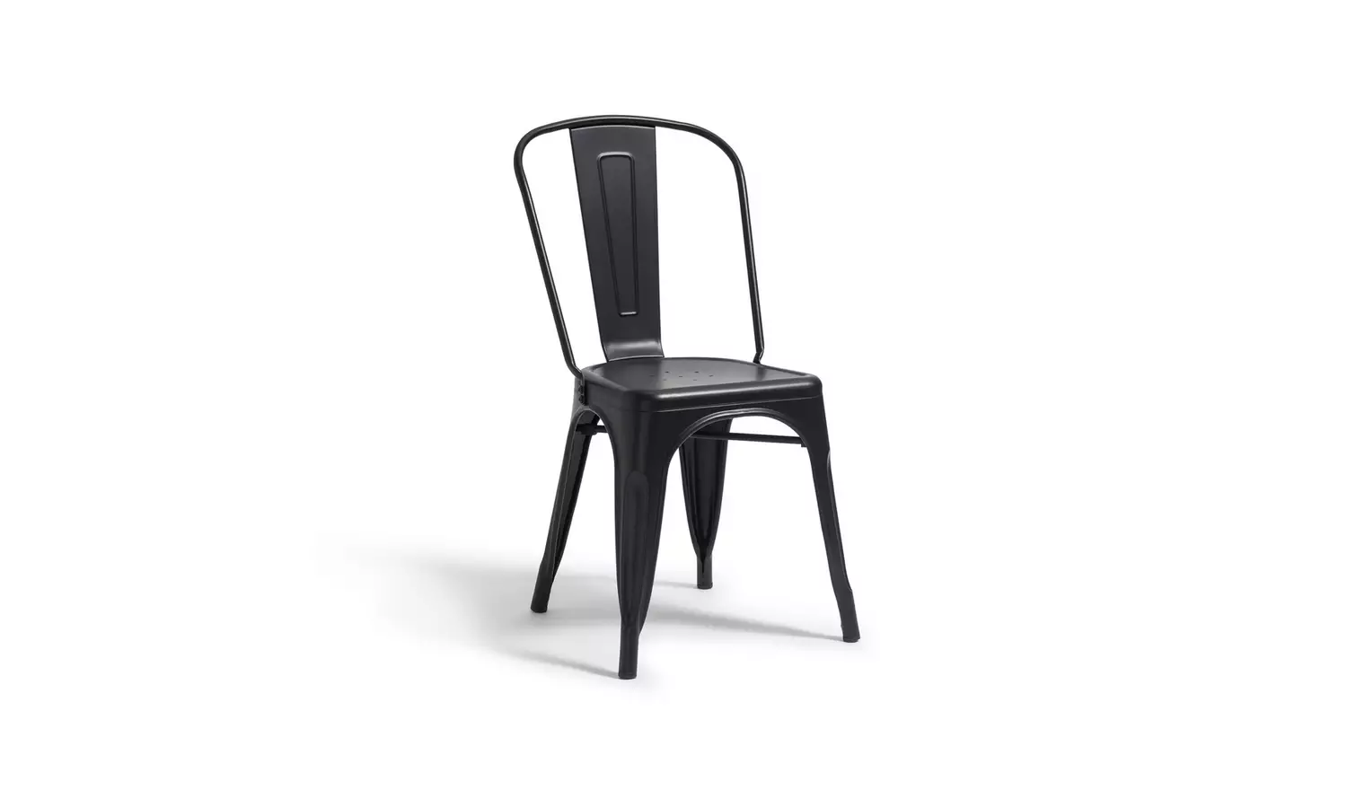 Habitat Industrial Pair of Metal Dining Chairs-Matt Black