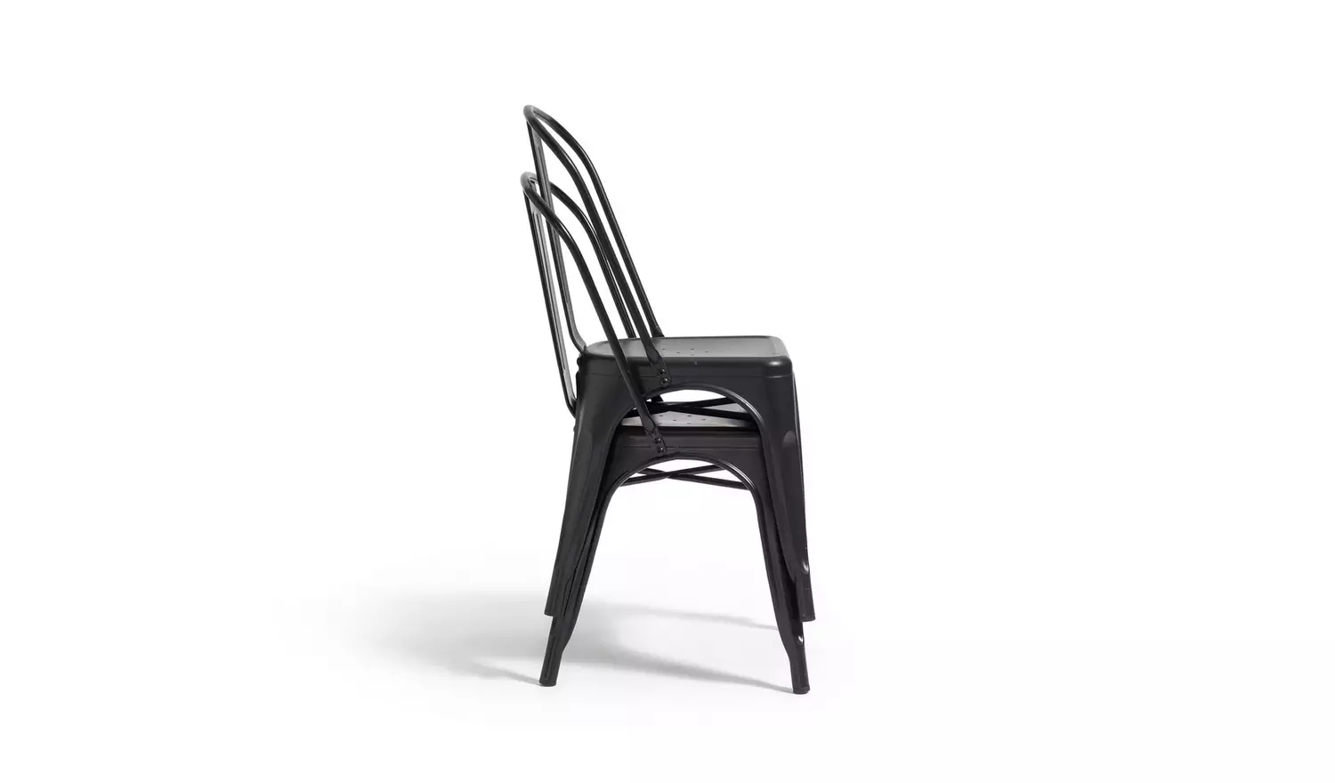 Habitat Industrial Pair of Metal Dining Chairs-Matt Black