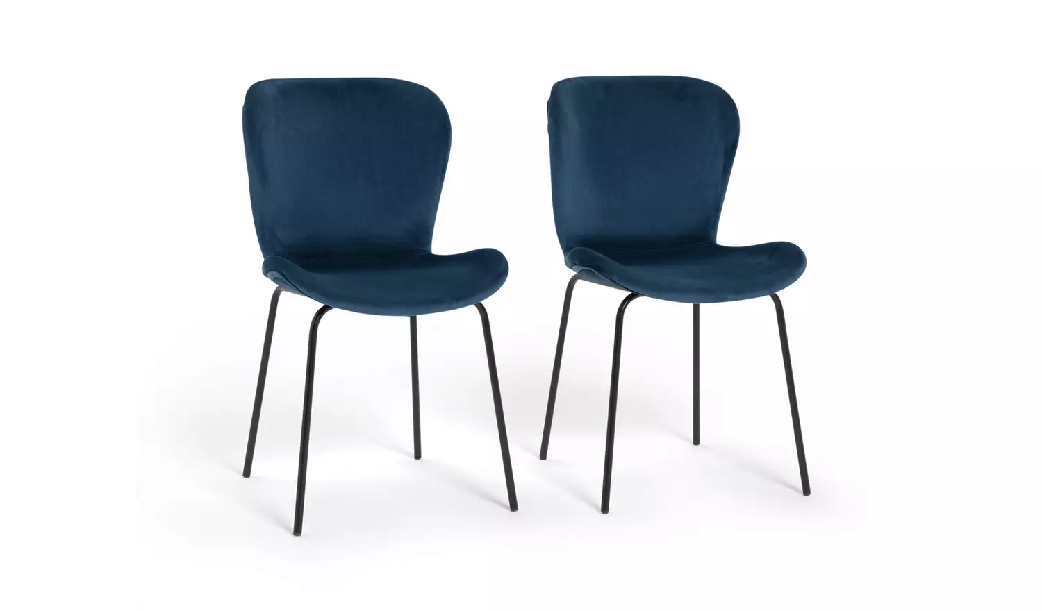 Habitat Etta Pair Velvet Blue Metal Leg Chairs