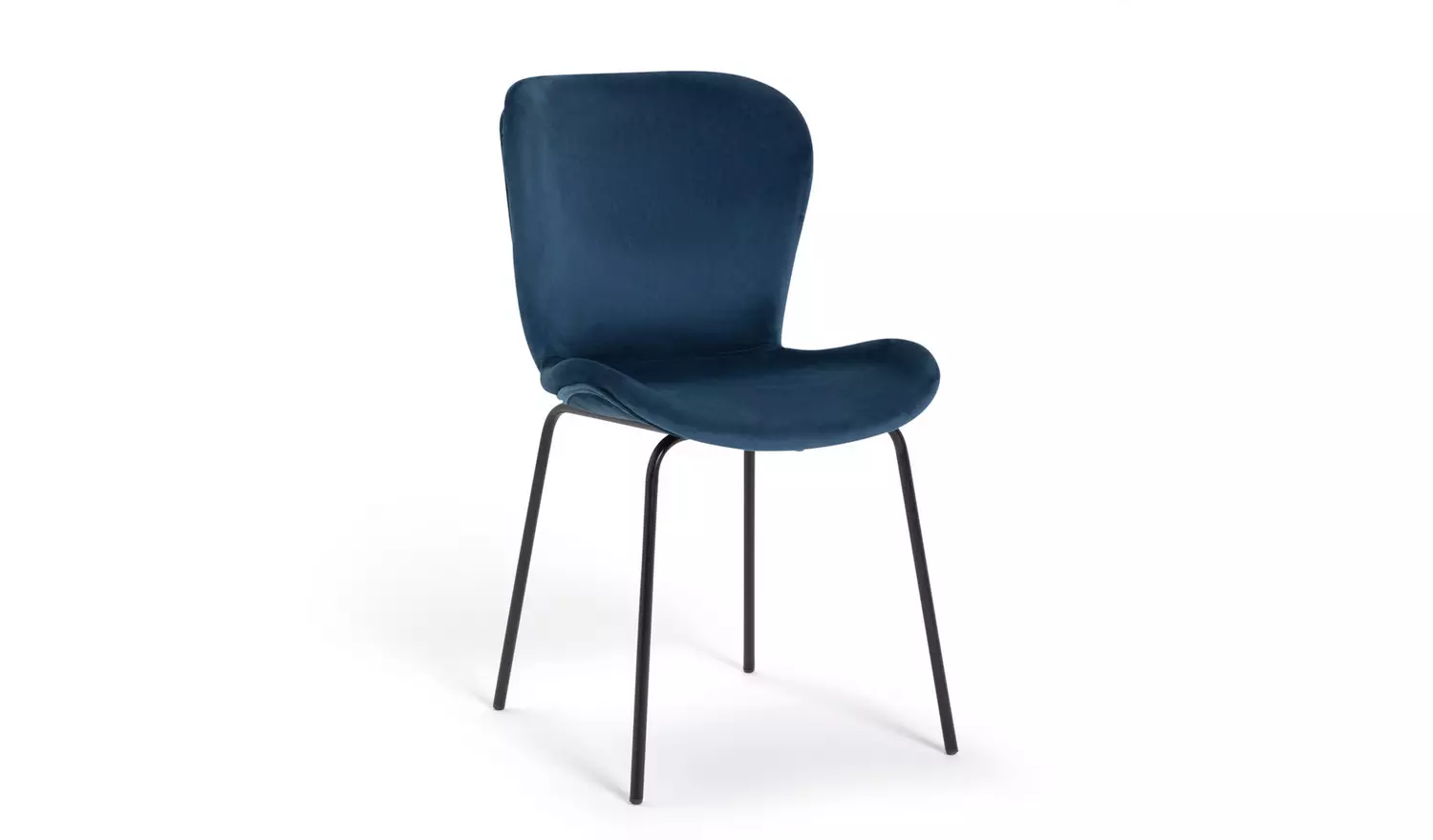 Habitat Etta Pair Velvet Blue Metal Leg Chairs
