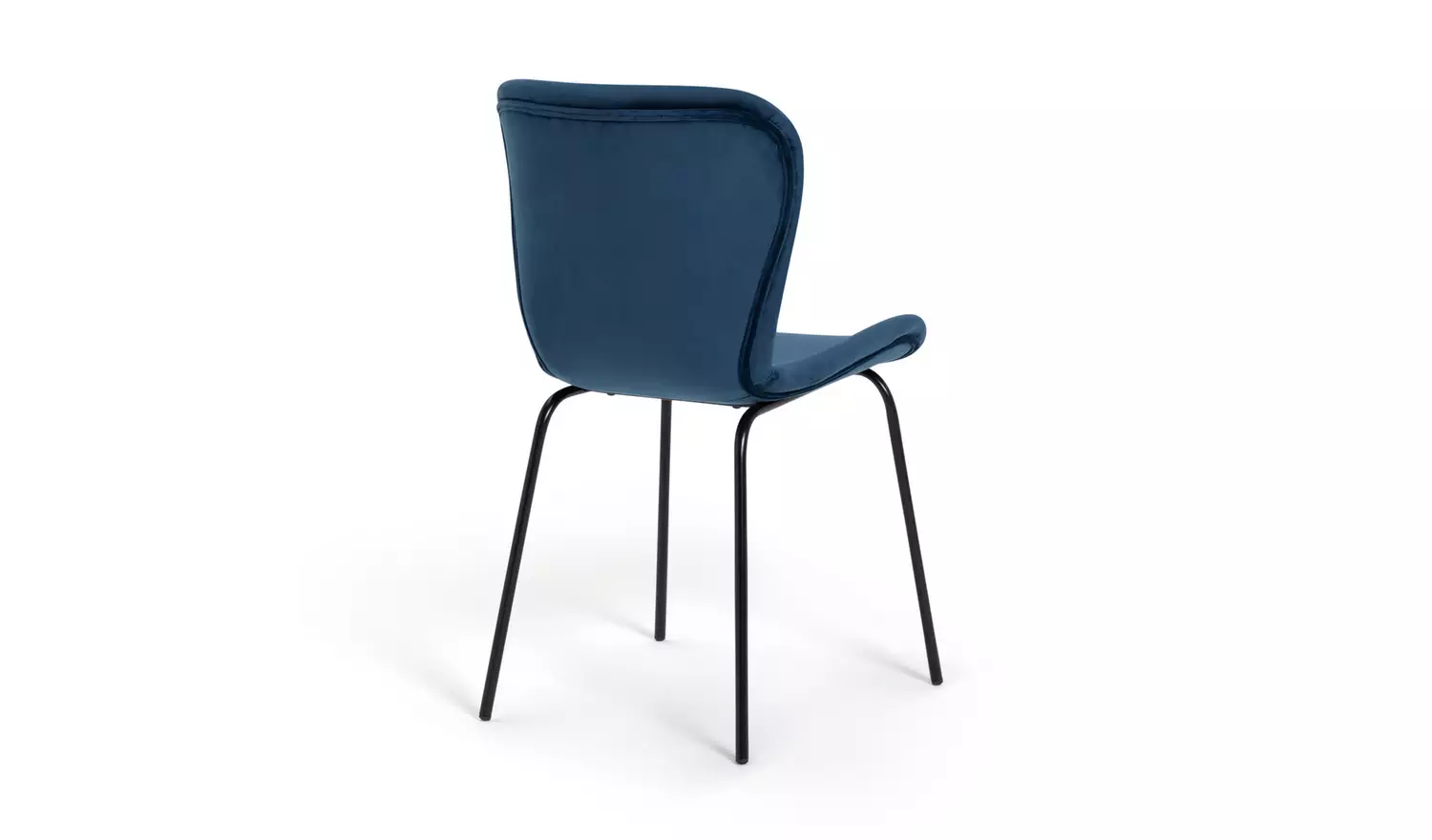 Habitat Etta Pair Velvet Blue Metal Leg Chairs