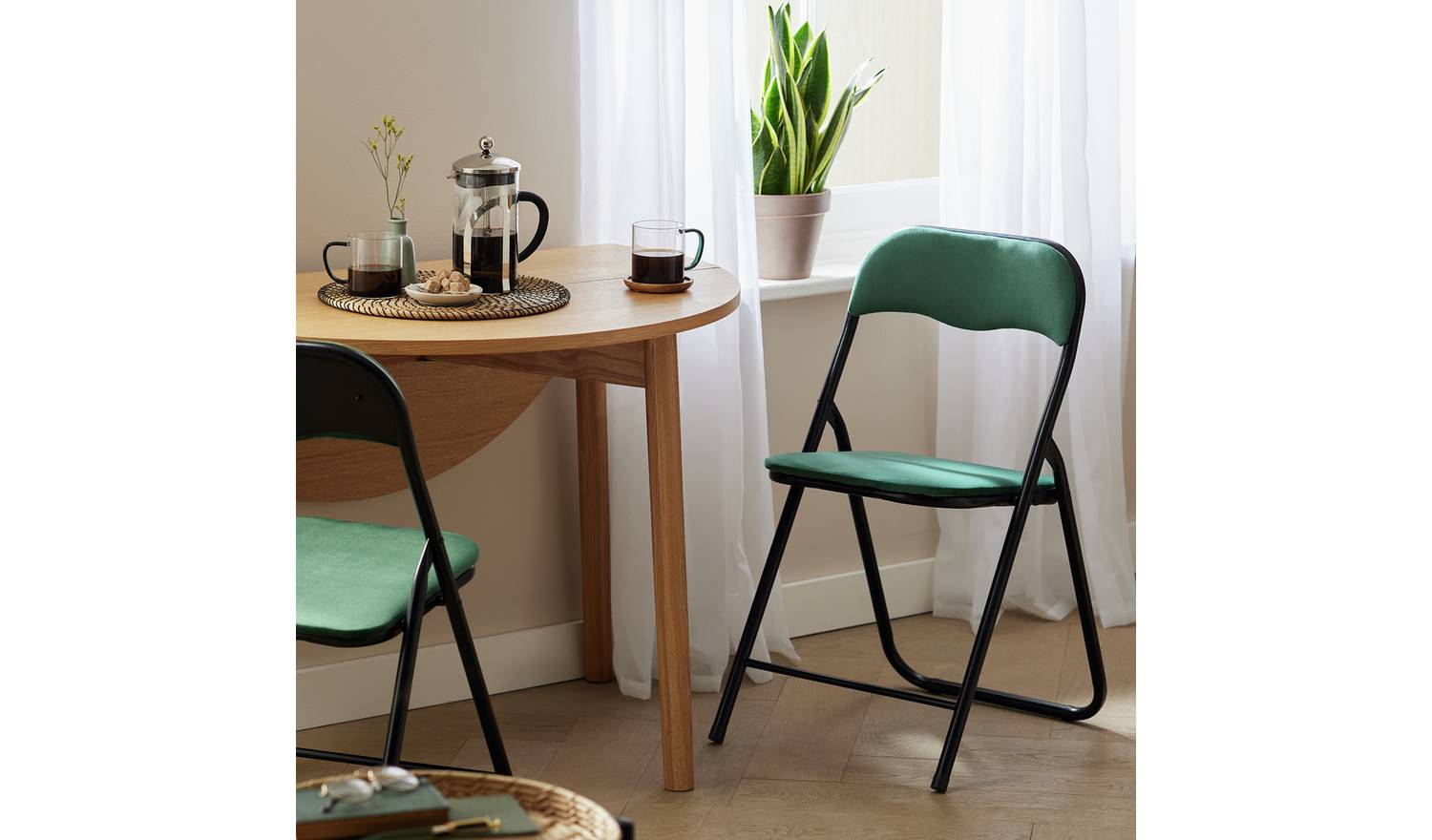 Argos Home Nyla Velvet Folding Dining Chair - Green