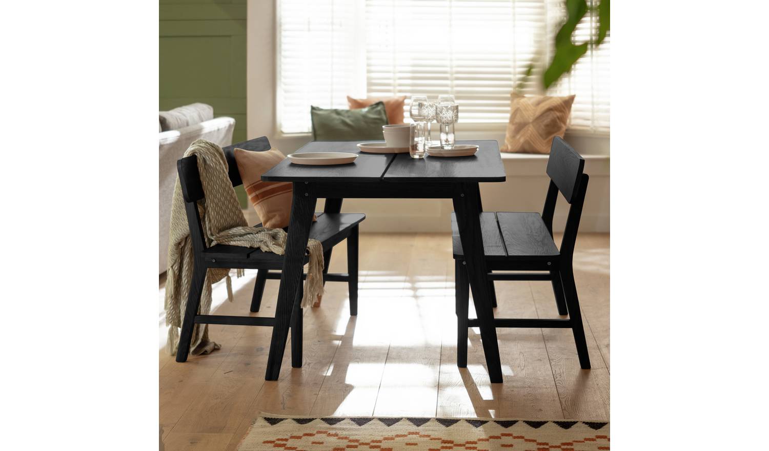 Habitat Nel Wood Veneer Dining Bench - Black