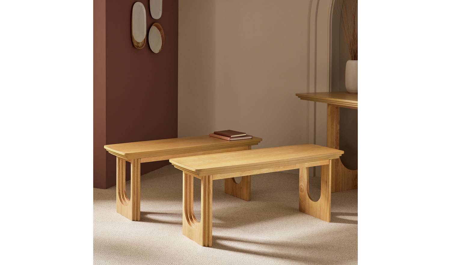 Habitat Trezy Pair of 2 Dining Benches - Natural
