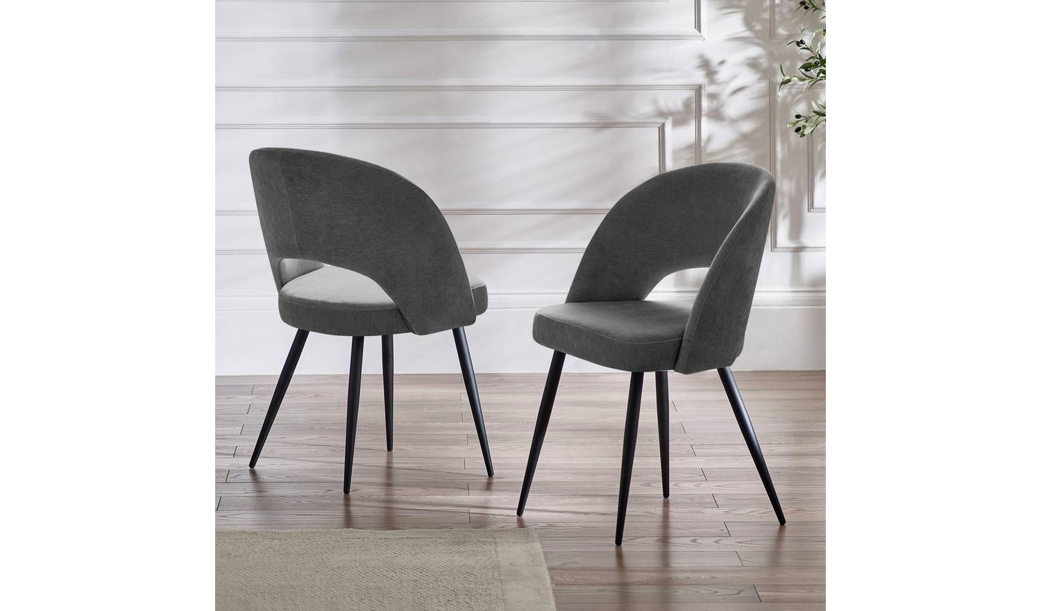Julian Bowen Ella Pair of Fabric Dining Chair - Grey