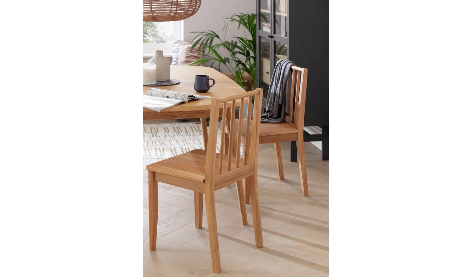 Habitat 6 Nel Solid Wood Spindle Chairs - Natural