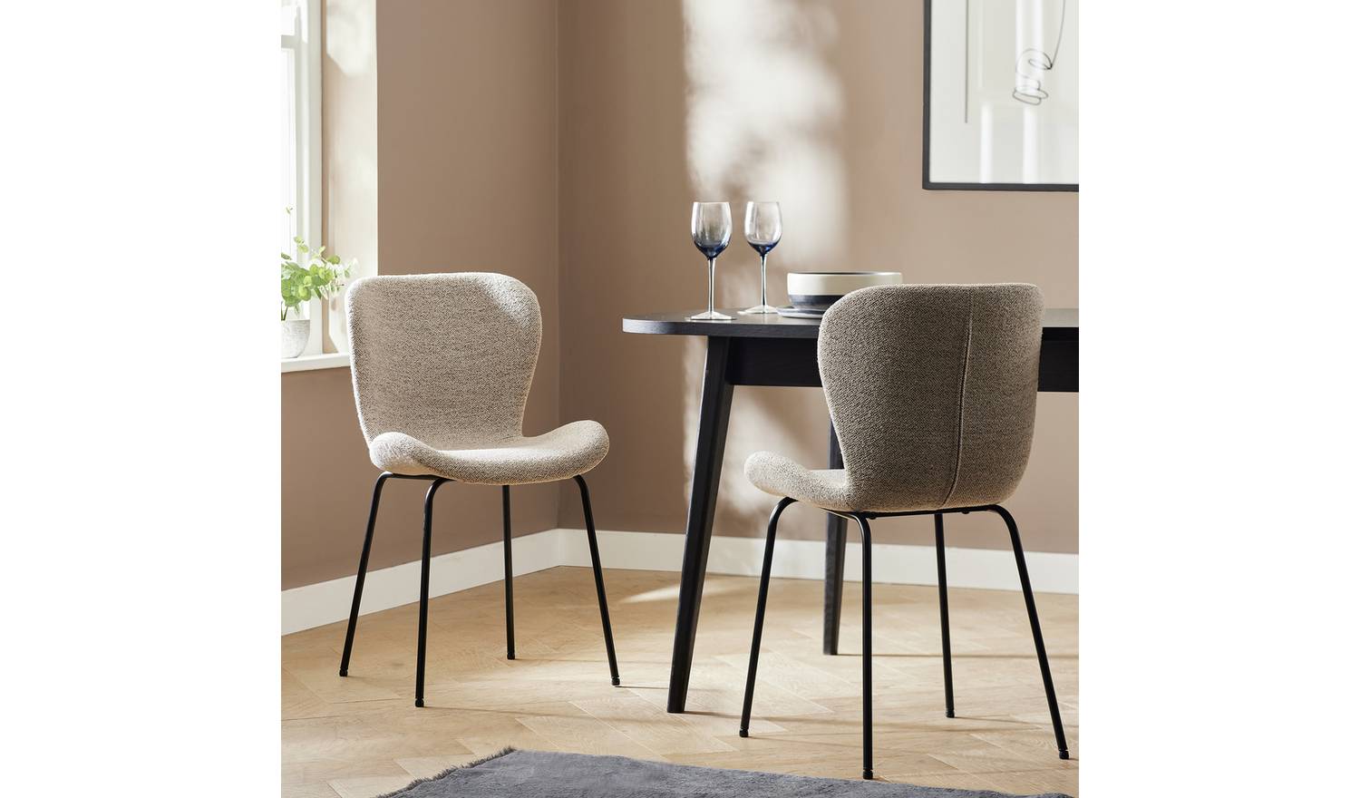 Habitat Etta Pair of Fabric Dining Chair - Natural