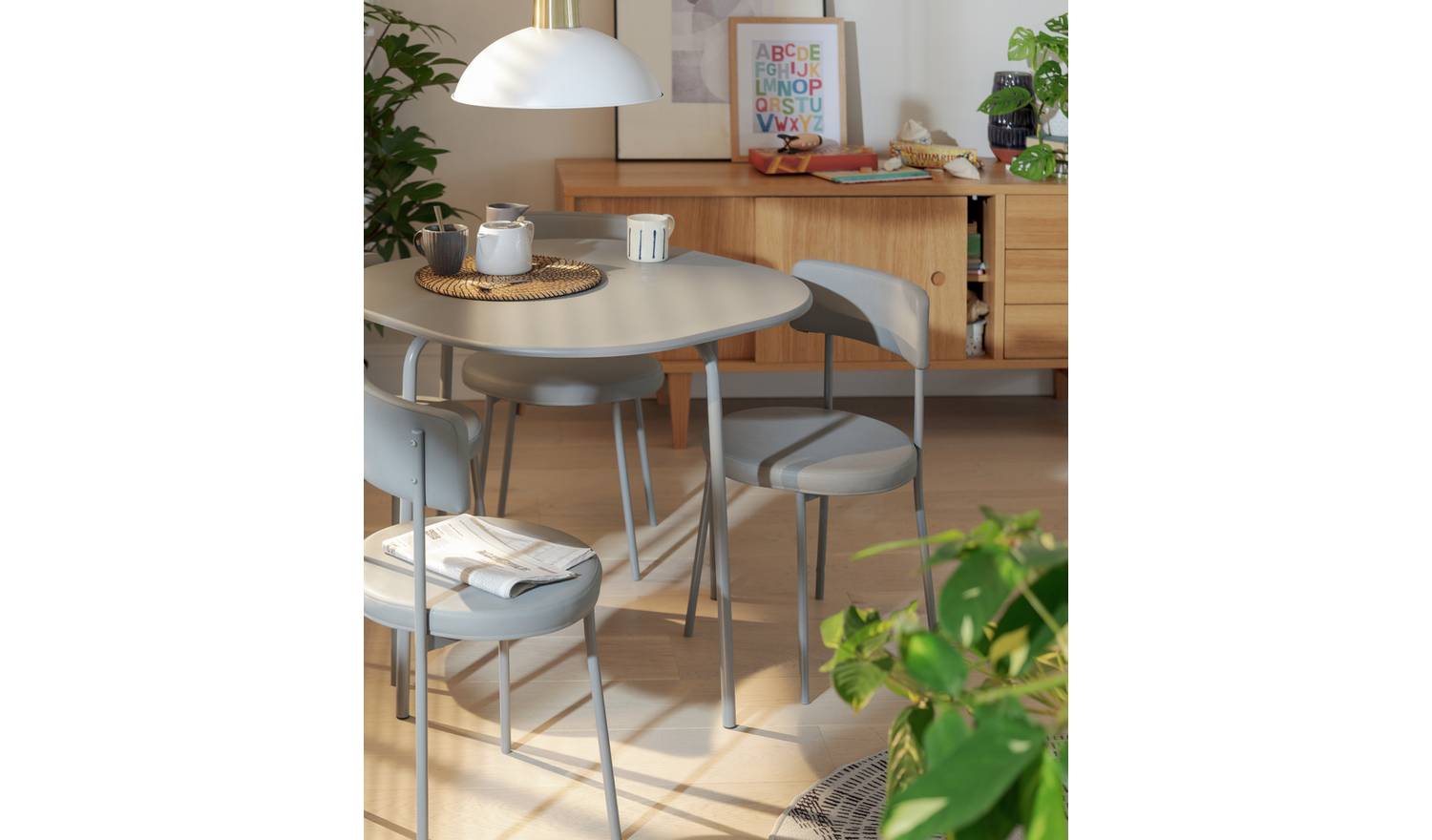 Habitat Jayla Metal Grey Dining Table & 4 Grey Chairs