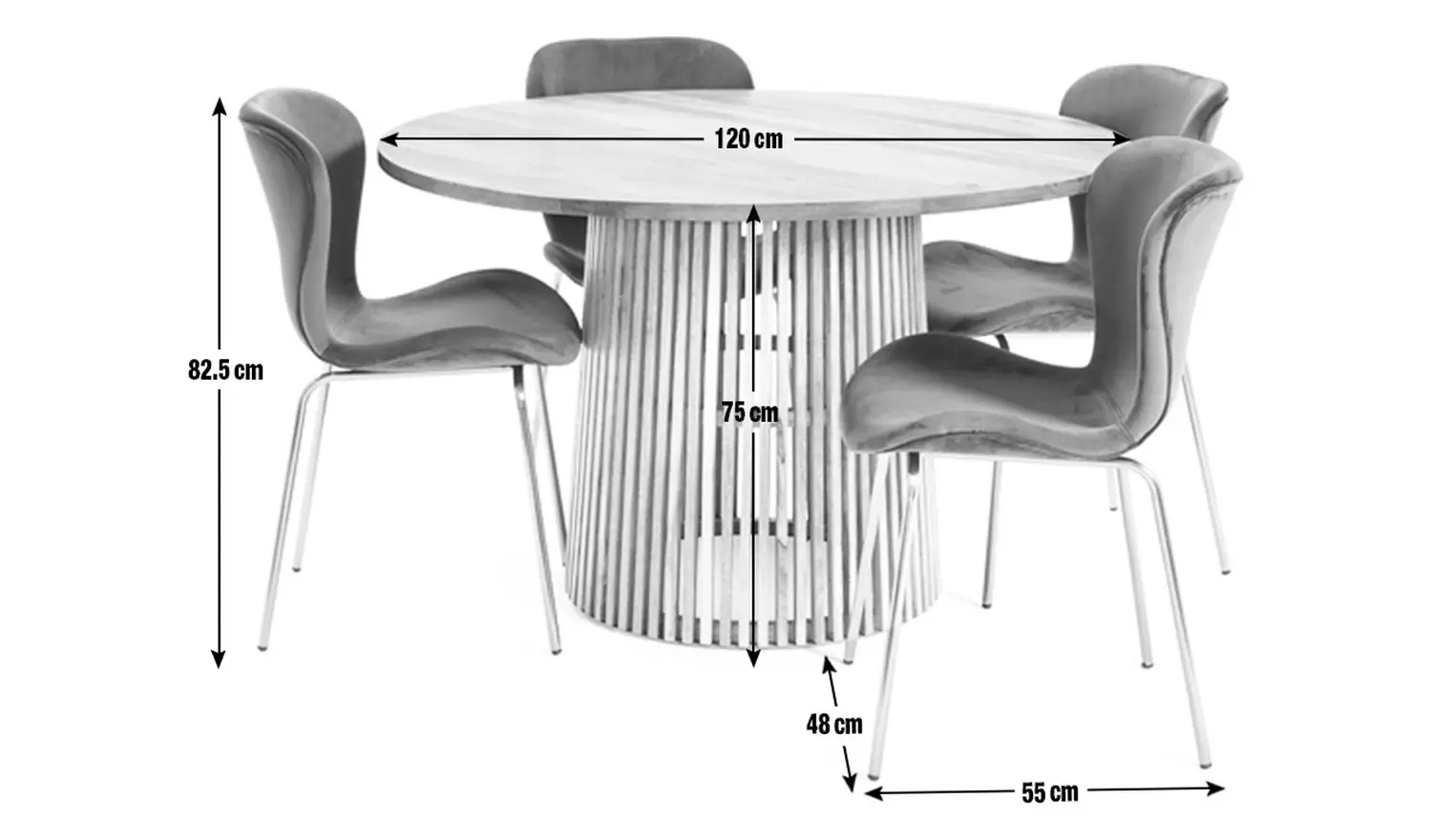 Habitat Jericho Natural Dining Table & 4 Navy Chairs