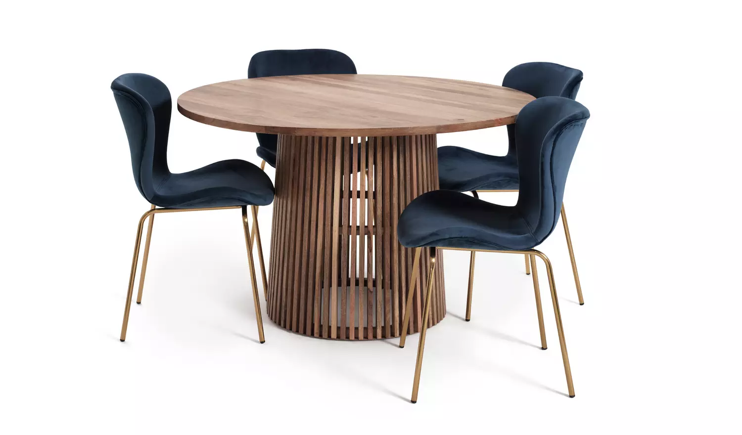 Habitat Jericho Natural Dining Table & 4 Navy Chairs