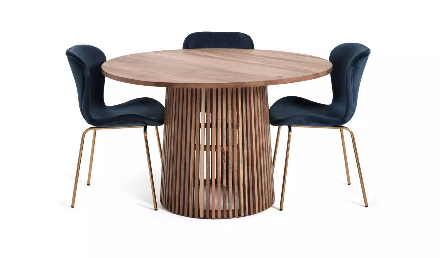 Habitat Jericho Natural Dining Table & 4 Navy Chairs