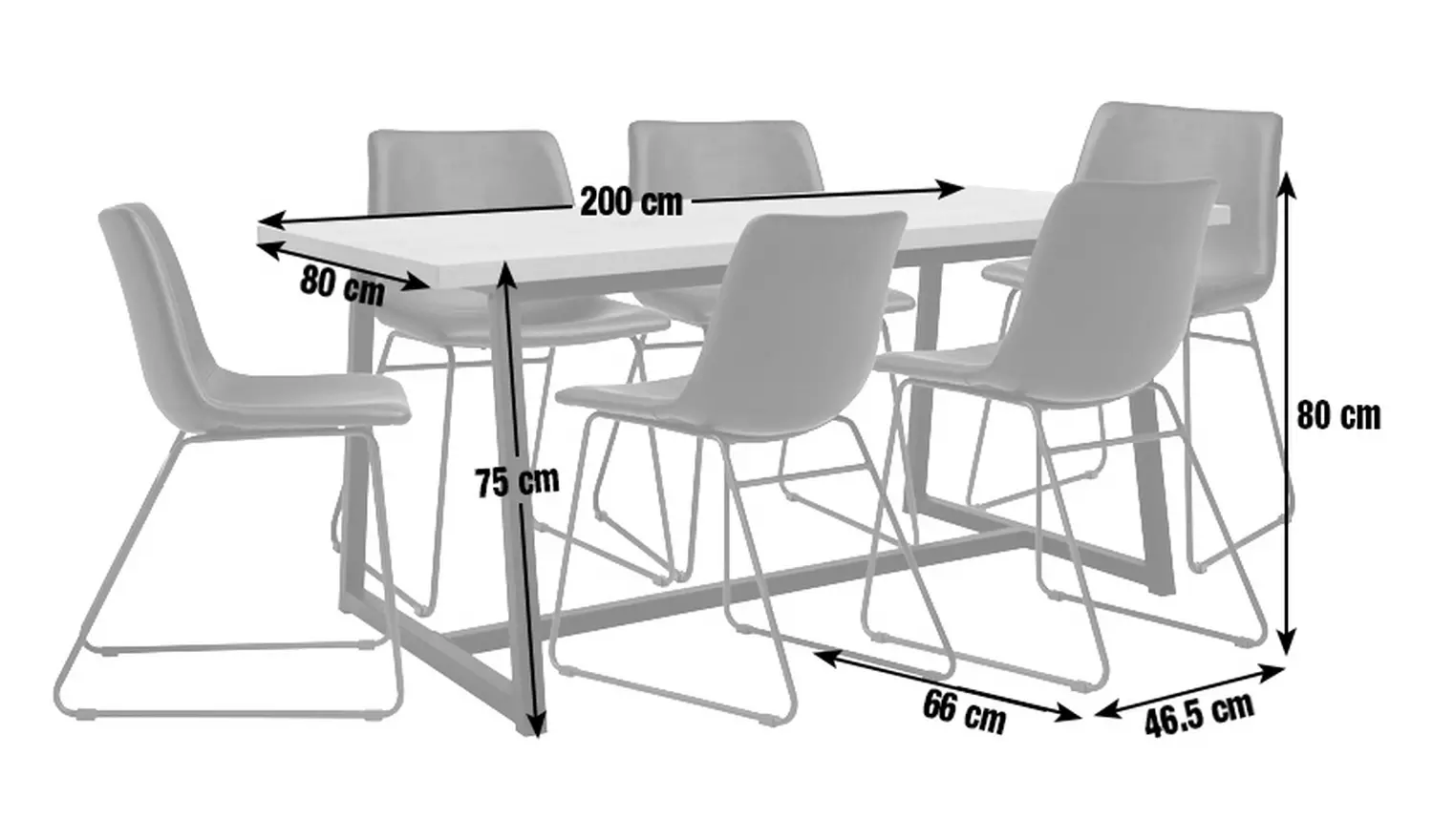 Habitat Nomad Brown Dining Table & 6 Black Chairs