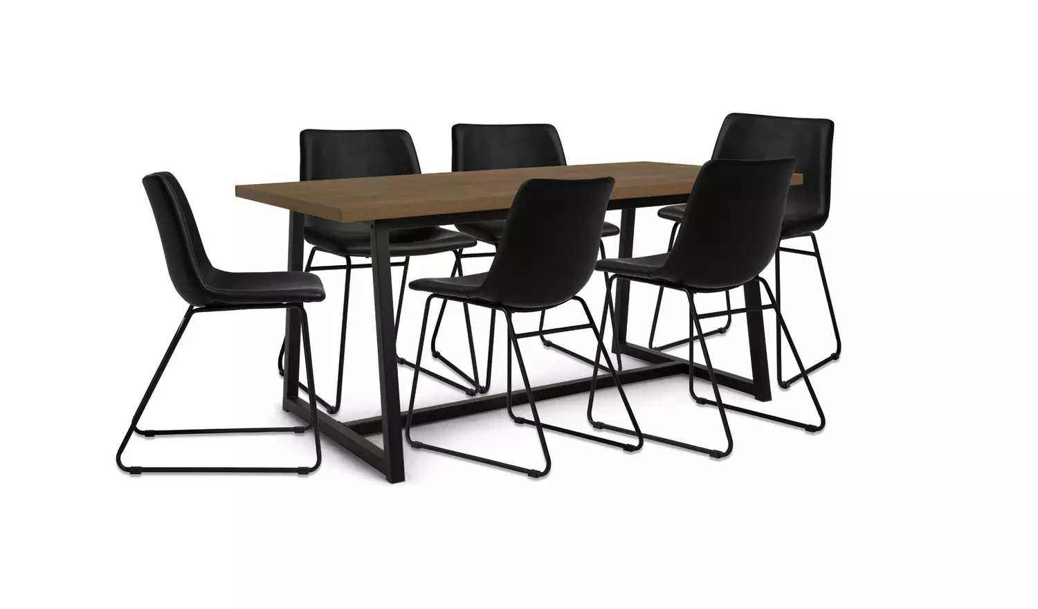 Habitat Nomad Brown Dining Table & 6 Black Chairs