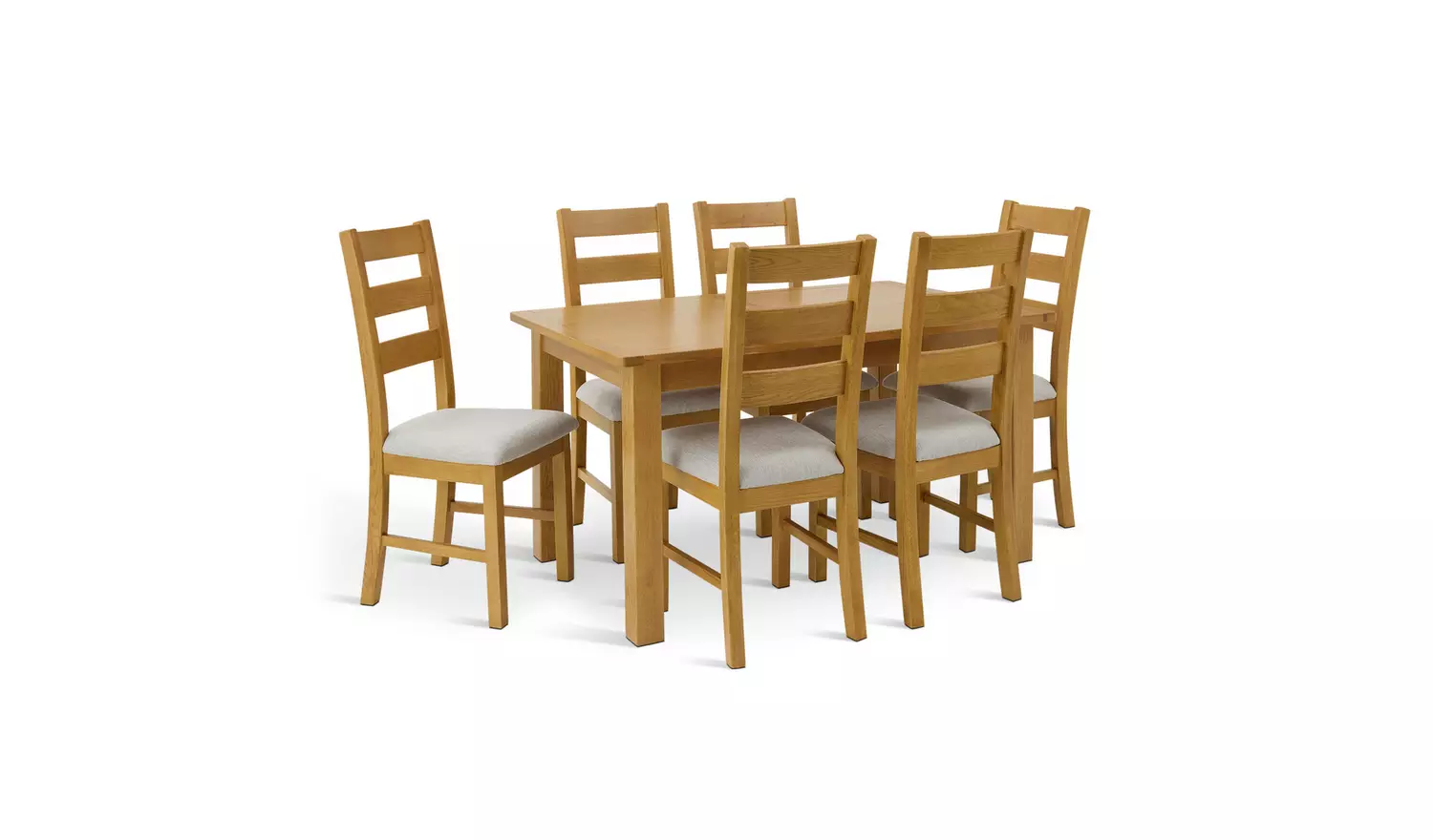 Argos Home Ashwell Ext Oak Dining Table & 6 Grey Chairs