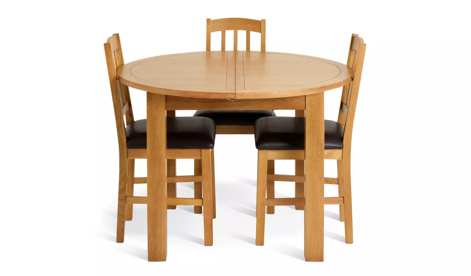 Argos Home Ashwell Ext Oak Dining Table & 4 Oak Black Chairs