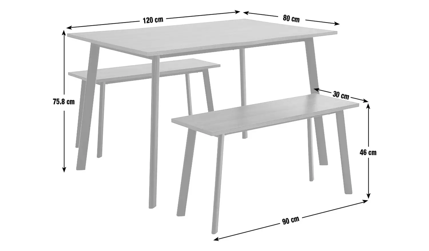 Argos Home Railo Walnut Dining Table & 2 Walnut Benches
