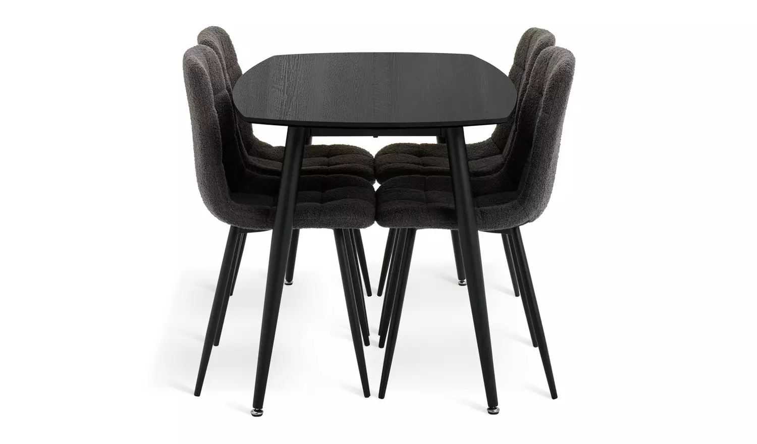 Argos Home Cobin Black Dining Table & 4 Charcoal Chairs